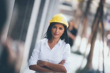 Portrait of a female engineer manager, business people in construction project