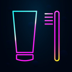 Poster - toothpaste and brush in nolan style icon. Simple thin line, outline vector of hotel icons for ui and ux, website or mobile application