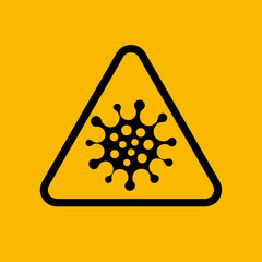 Poster - Virus warning and attention symbol. Exclamation mark health danger roadsign, epidemic and pandemic sign. Medical Infographic isolated design element. Vector icon.