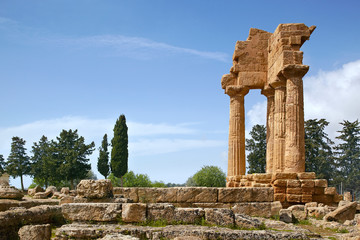 Wall Mural - Agrigento, Italy, Temple of the Dioscuri_02, Valley of the Temples, very important archaeological site, nobody