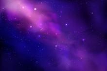Cosmos Background With Realistic Stardust, Nebula And Shining Stars. Colorful Galaxy Backdrop. Space Vector Illustration. Starry Night, Infinite Universe, Milky Way.