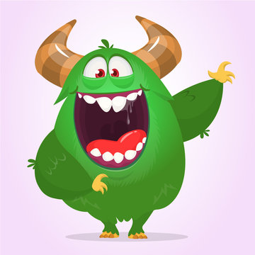 Funny cartoon monster. Vector Halloween illustration.