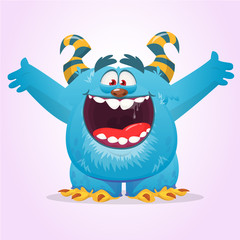 Funny cartoon monster. Vector Halloween illustration.