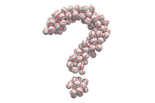Question mark from baseball balls, 3D rendering