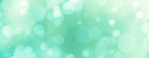 Wall Mural - abstract background banner - blue, green, turquoise blurred bokeh lights