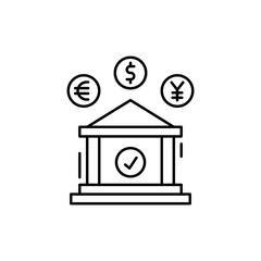 Poster - Banking, euro, dollar, yen yuan icon. Simple line, outline vector elements of business and finance icons for ui and ux, website or mobile application