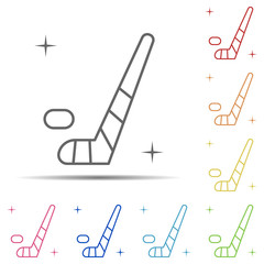Poster - Hockey, sport multi color icon. Element of sport thin line icon on white background