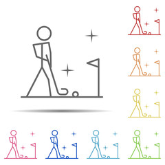 Poster - Golf, sport multi color icon. Element of sport thin line icon on white background