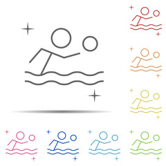 Poster - Water polo, sport multi color icon. Element of sport thin line icon on white background