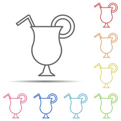 Poster - Cocktail multi color icon. Element of swimming poll thin line icon on white background