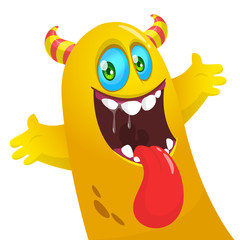 Funny cartoon monster. Vector Halloween illustration.