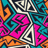 Fototapeta Młodzieżowe - Graffiti geometric seamless pattern with grunge effect