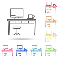 Aufkleber - work table multi color icon. Element of workplace icon on white background