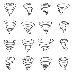 Poster - Tornado air icons set. Outline set of tornado air vector icons for web design isolated on white background