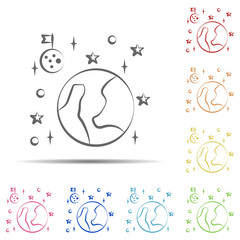 Aufkleber - Space multi color icon. Element of space hand drawn icon on white background