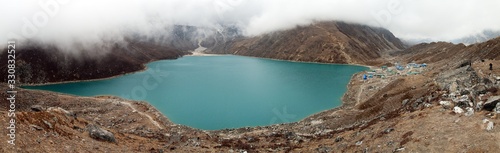 Fotografía Gokyo or Dudh Pokhari lake and Gokyo village panorama