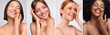 Leinwandbild Motiv Happy diverse models touching clean skin