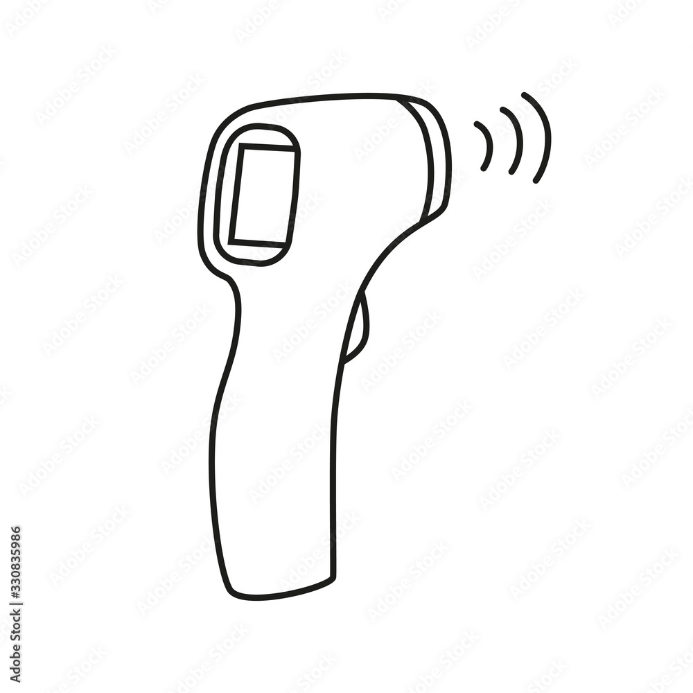 Contactless Infrared Thermometer icon in flat style isolated on white background - obrazy, fototapety, plakaty 
