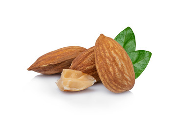 Wall Mural - Close-up of almonds  isolated on white background