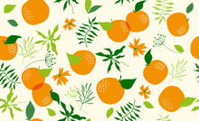 Seamless Pattern With Orange. Vector