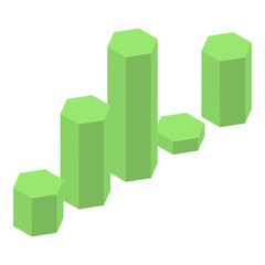 Poster - Green chart bars icon. Isometric of green chart bars vector icon for web design isolated on white background