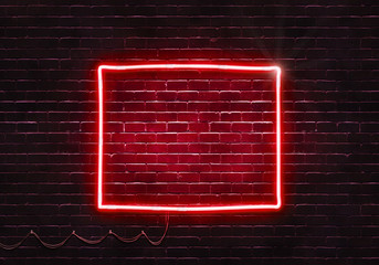 Wall Mural - Neon sign on a brick wall in the shape of Wyoming.(illustration series)