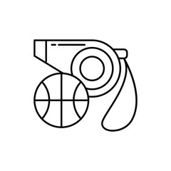 Poster - Whistle, ball icon. Simple line, outline vector elements of basketball for ui and ux, website or mobile application