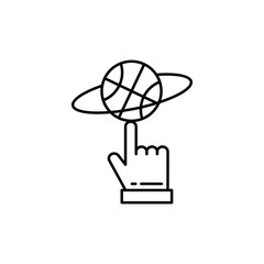 Poster - Hand, ball icon. Simple line, outline vector elements of basketball for ui and ux, website or mobile application