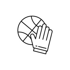 Poster - Hand, ball icon. Simple line, outline vector elements of basketball for ui and ux, website or mobile application