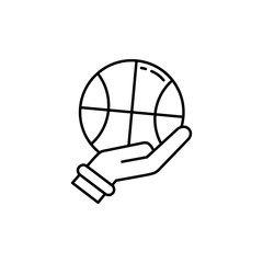 Poster - Hand, ball icon. Simple line, outline vector elements of basketball for ui and ux, website or mobile application