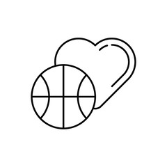 Poster - Heart, ball icon. Simple line, outline vector elements of basketball for ui and ux, website or mobile application