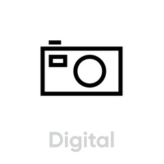 Wall Mural - Digital camera icon. Editable Vector Outline.