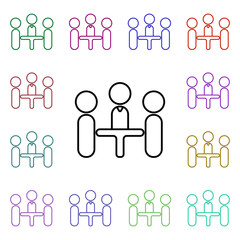 Poster - The meeting multi color style icon. Simple thin line, outline vector of conferencing icons for ui and ux, website or mobile application