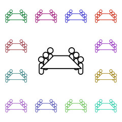 Poster - Discussion multi color style icon. Simple thin line, outline vector of conferencing icons for ui and ux, website or mobile application