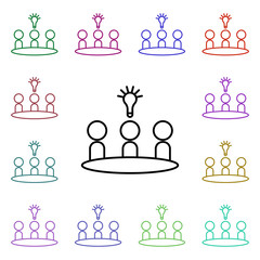 Poster - Focus group multi color style icon. Simple thin line, outline vector of conferencing icons for ui and ux, website or mobile application