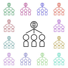 Poster - Concentration on income multi color style icon. Simple thin line, outline vector of conferencing icons for ui and ux, website or mobile application