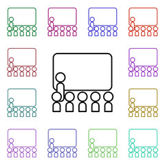 Poster - Presentation multi color style icon. Simple thin line, outline vector of conferencing icons for ui and ux, website or mobile application