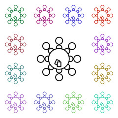 Poster - Round table multi color style icon. Simple thin line, outline vector of conferencing icons for ui and ux, website or mobile application
