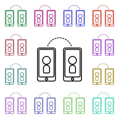 Poster - Phone multi color style icon. Simple thin line, outline vector of conferencing icons for ui and ux, website or mobile application