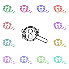 Poster - Search for colleagues multi color style icon. Simple thin line, outline vector of conferencing icons for ui and ux, website or mobile application