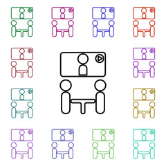 Aufkleber - Online presentation multi color style icon. Simple thin line, outline vector of conferencing icons for ui and ux, website or mobile application