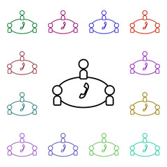 Poster - Conference call multi color style icon. Simple thin line, outline vector of conferencing icons for ui and ux, website or mobile application