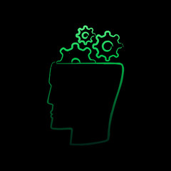 Poster - gear head nolan icon. Simple thin line, outline vector of Creative idea icons for ui and ux, website or mobile application