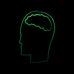 Poster - a man with a brain nolan icon. Simple thin line, outline vector of Creative idea icons for ui and ux, website or mobile application