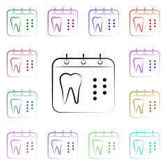 Poster - Calendar, tooth multi color style icon. Simple thin line, outline vector of dentist icons for ui and ux, website or mobile application