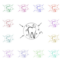 Poster - Capsule, tooth, safe multi color style icon. Simple thin line, outline vector of dentist icons for ui and ux, website or mobile application