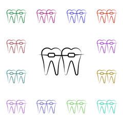 Poster - Caveat, dental, filling multi color style icon. Simple thin line, outline vector of dentist icons for ui and ux, website or mobile application