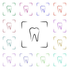 Poster - Photo, tooth multi color style icon. Simple thin line, outline vector of dentist icons for ui and ux, website or mobile application
