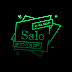 Poster - Sticker tag 80 black friday nolan icon. Simple thin line, outline vector of discount tag icons for ui and ux, website or mobile application