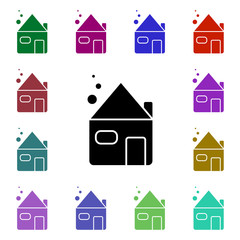 Poster - House, green multi color style icon. Simple glyph, flat vector of ecology icons for ui and ux, website or mobile application